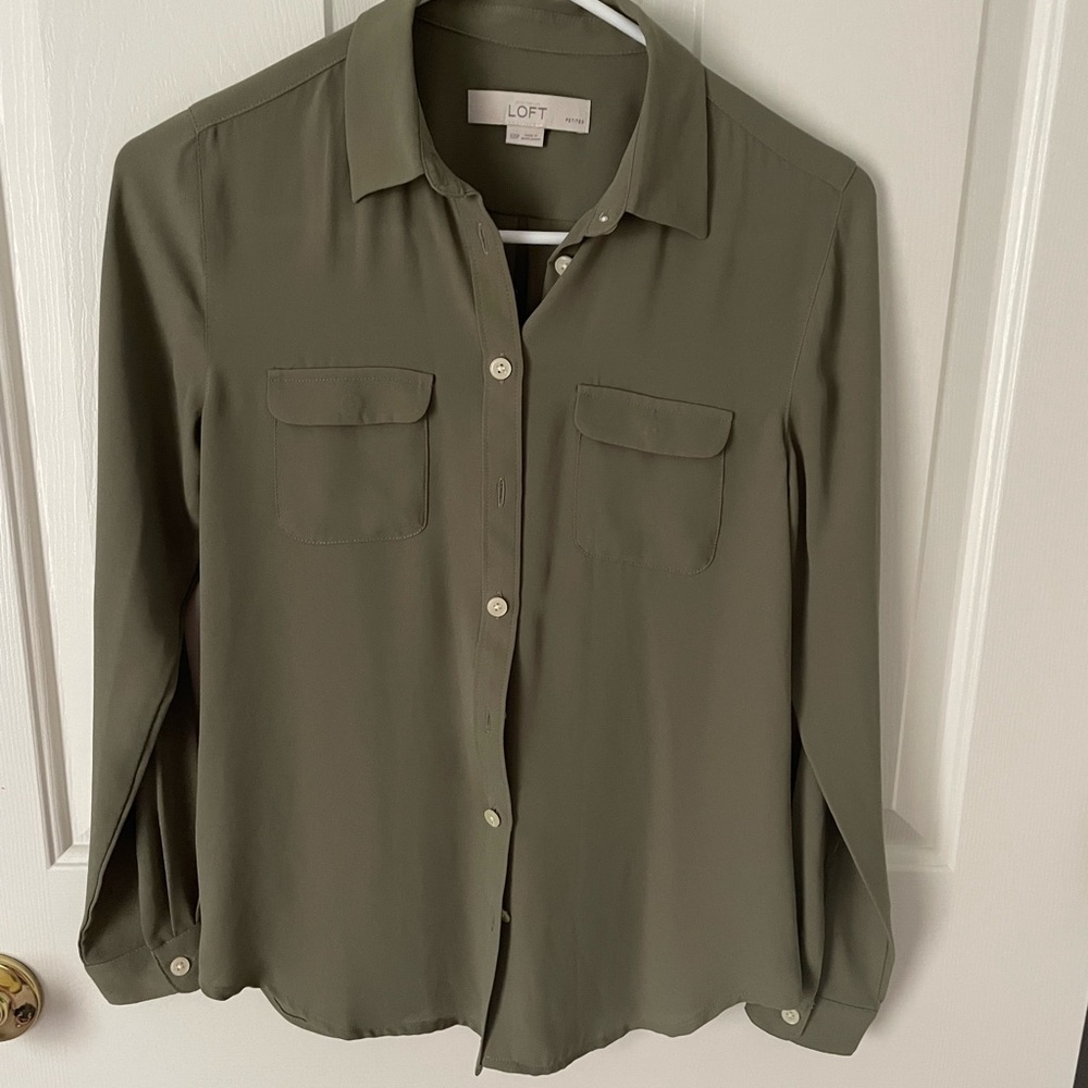 Loft army green blouse